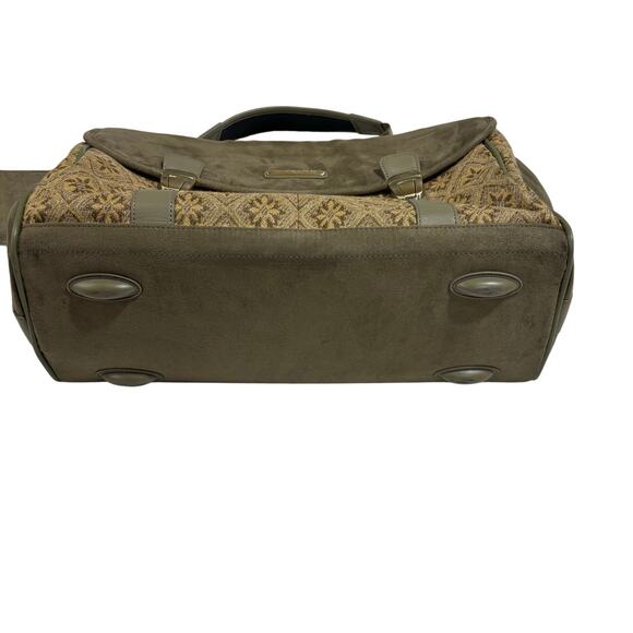 Murano Messenger carryon Vintage Style Shoulder Bag Canvas Tapestry Brown Olive - Picture 12 of 12